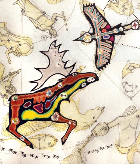 Native-stars-Ojibway-detail-moose-and-crane-ST-TR.